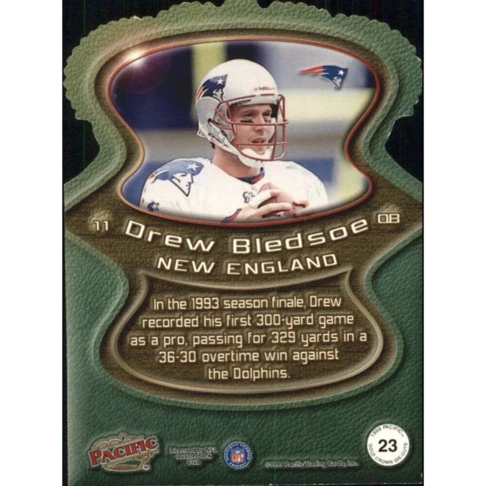 1999 Pacific Gold Crown Die Cuts Patriots Football Card #23 Drew Bledsoe